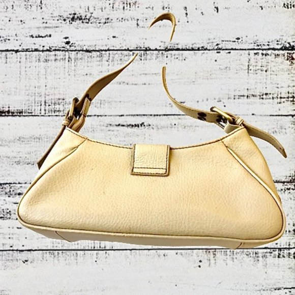 Tommy Hilfiger Y2K Eggshell Pebbled Leather Handbag Logo Zip & Buckle - Picture 9 of 15